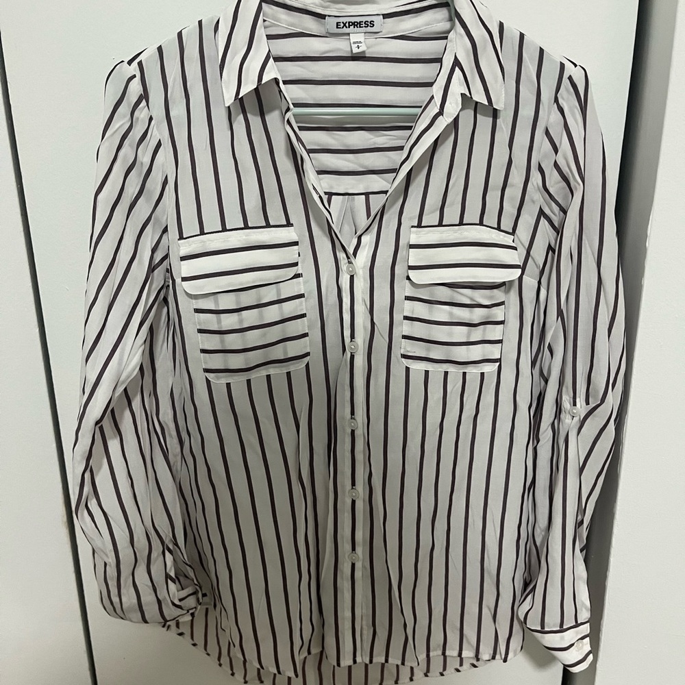 Express maroon and white button down shirt